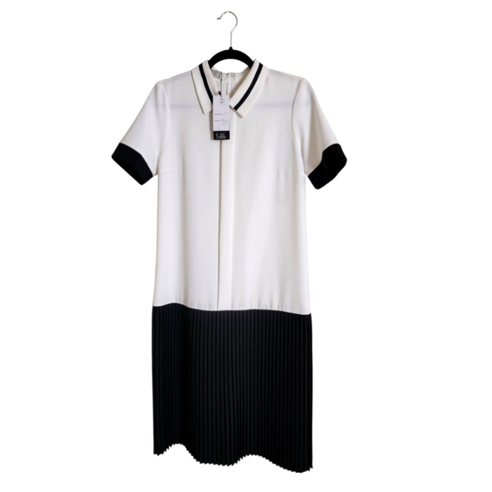 AP Line White Black Midi Dress